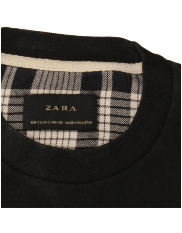 Zara Hombre Sudadera Jumper Small Black Check