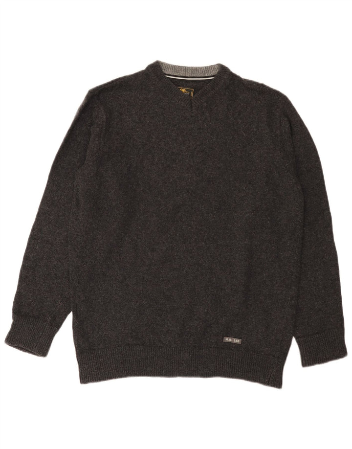 Jersey Con Cuello En V De Lana Gris Medio Lee Hombre