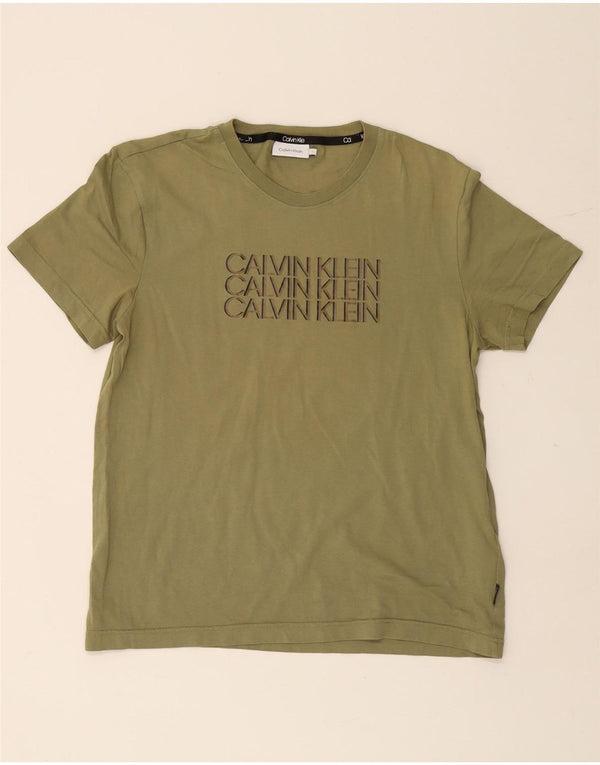 Calvin Klein Camiseta gráfica para hombre Top grande de algodón verde