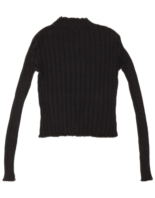 Zara Mujer Crop Turtle Neck Jumper Sweater UK 12 Medium Negro