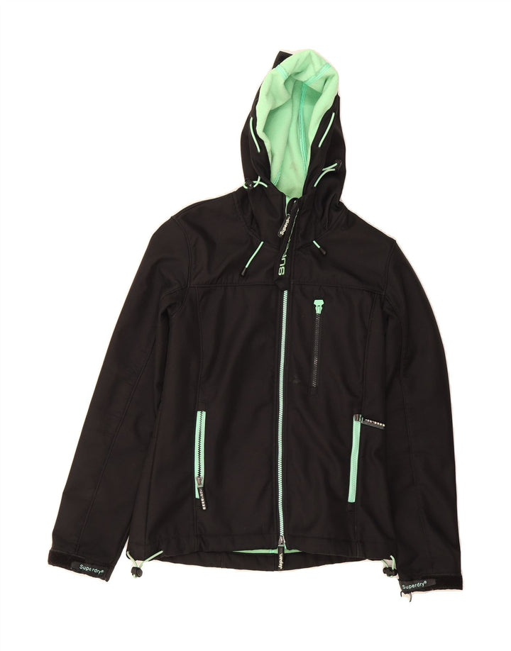 SUPERDRY Mens Hooded Windbreaker Jacket UK 34 XS Black Polyester Vintage Superdry and Second-Hand Superdry from Messina Hembry 