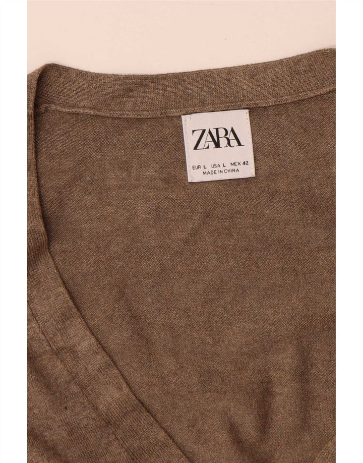 Zara Hombre Cárdigan Suéter Grande Beige
