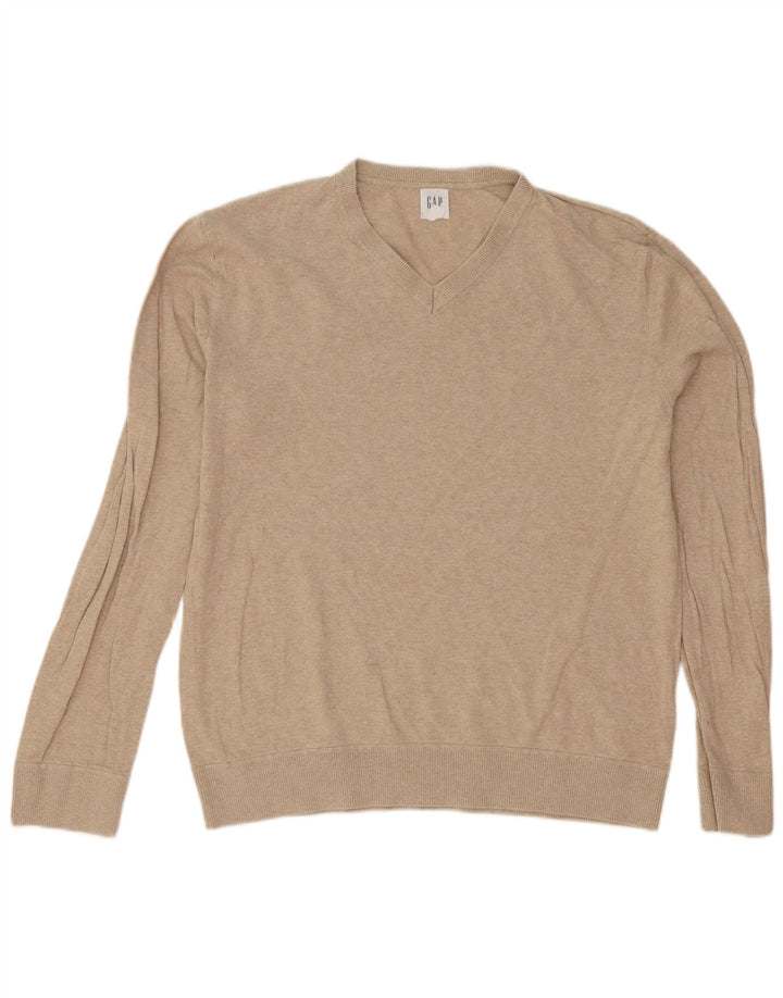 Gap Jersey con Cuello en V para Hombre Jersey Grande de algodón Beige