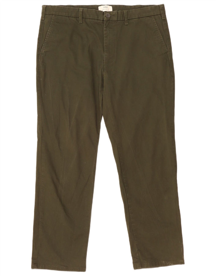 Marks & Spencer Pantalones chinos rectos de corte regular para hombre W38 L29 Caqui