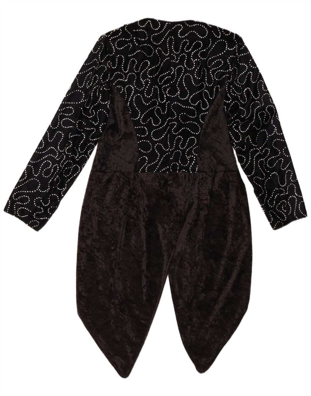 VINTAGE Mujer Patrón Abstracto Tailcoat Blazer Chaqueta IT 42 Medio Negro