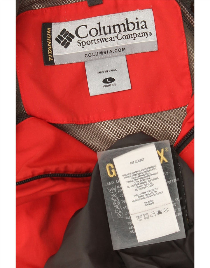 Columbia Chaqueta impermeable con capucha para mujer UK 46 Poliéster rojo grande