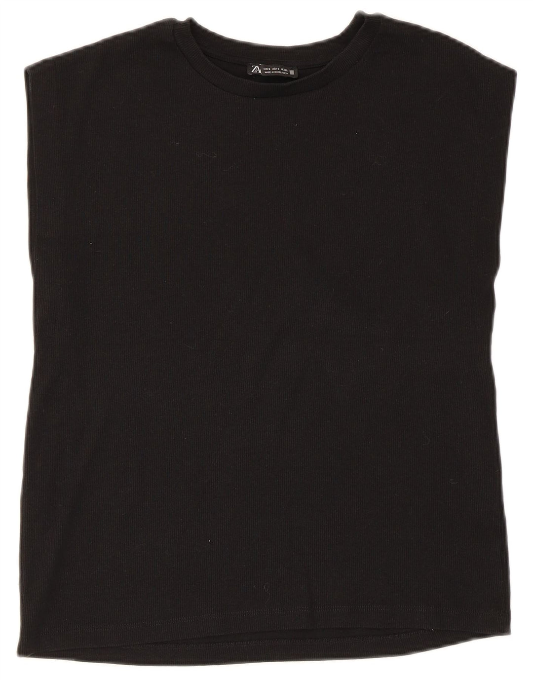 Zara Mujer Chaleco Top Reino Unido 10 Pequeño Algodón Negro
