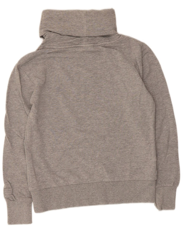 Diadora Mujer Roll Neck Sudadera Jumper UK 10 Small Gris Moteado Algodón