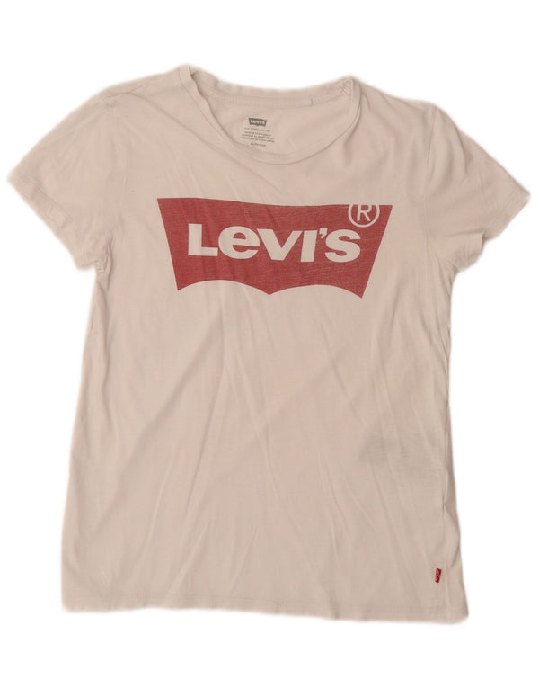 LEVI'S Camiseta gráfica para mujer Top UK 6 XS Algodón blanco
