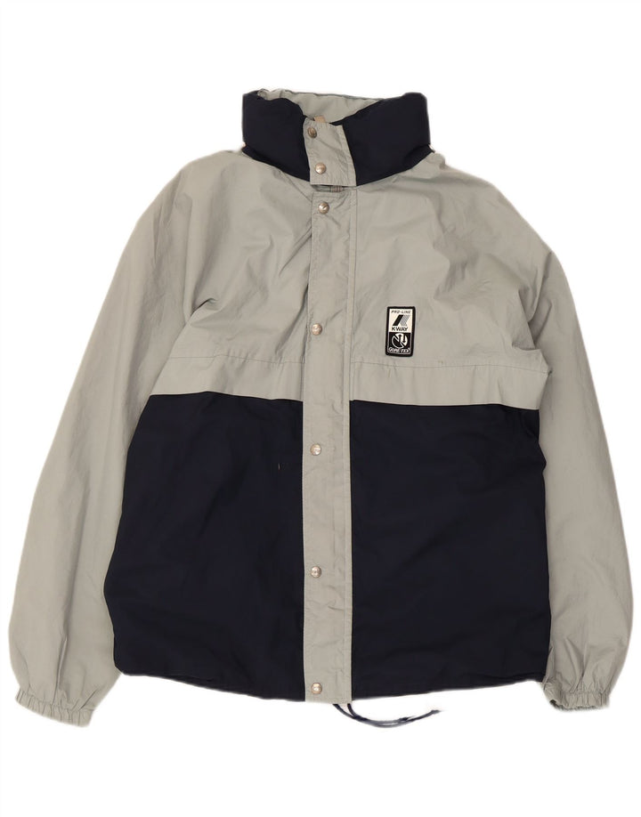 K-Way Chaqueta impermeable con capucha para hombre UK 38 Medium Azul marino Colorblock Poliéster