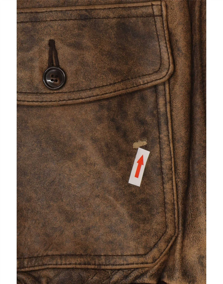 Schott Chaqueta de aviador de vuelo de cuero gráfico para hombre UK 42 XL Cuero marrón