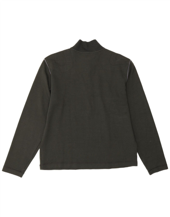 CALVIN KLEIN JEANS Top de chándal con cuello y cremallera para mujer UK 40 XL Caqui