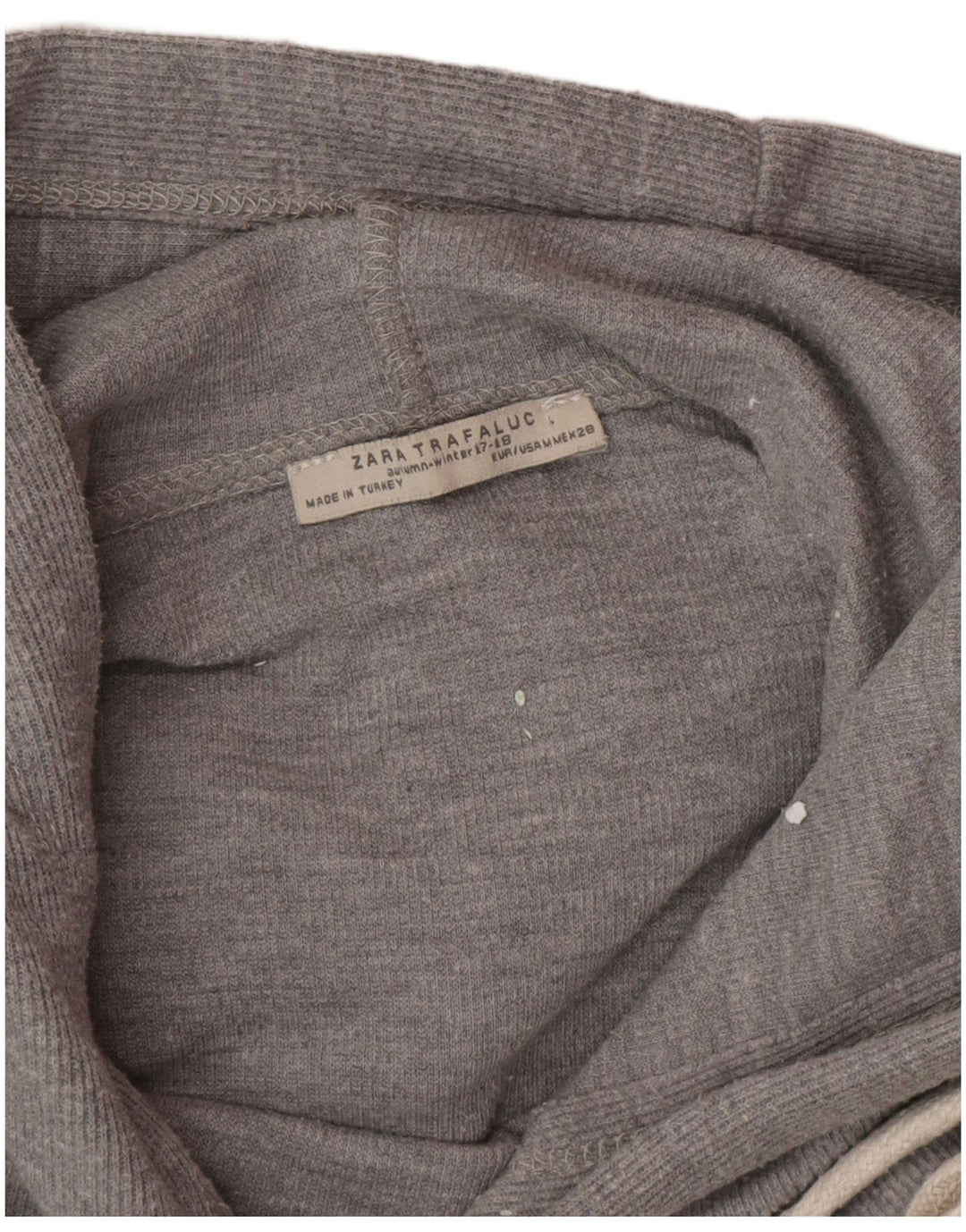 Zara Mujer Top extragrande con capucha Manga larga UK 44 Gris medio manchado