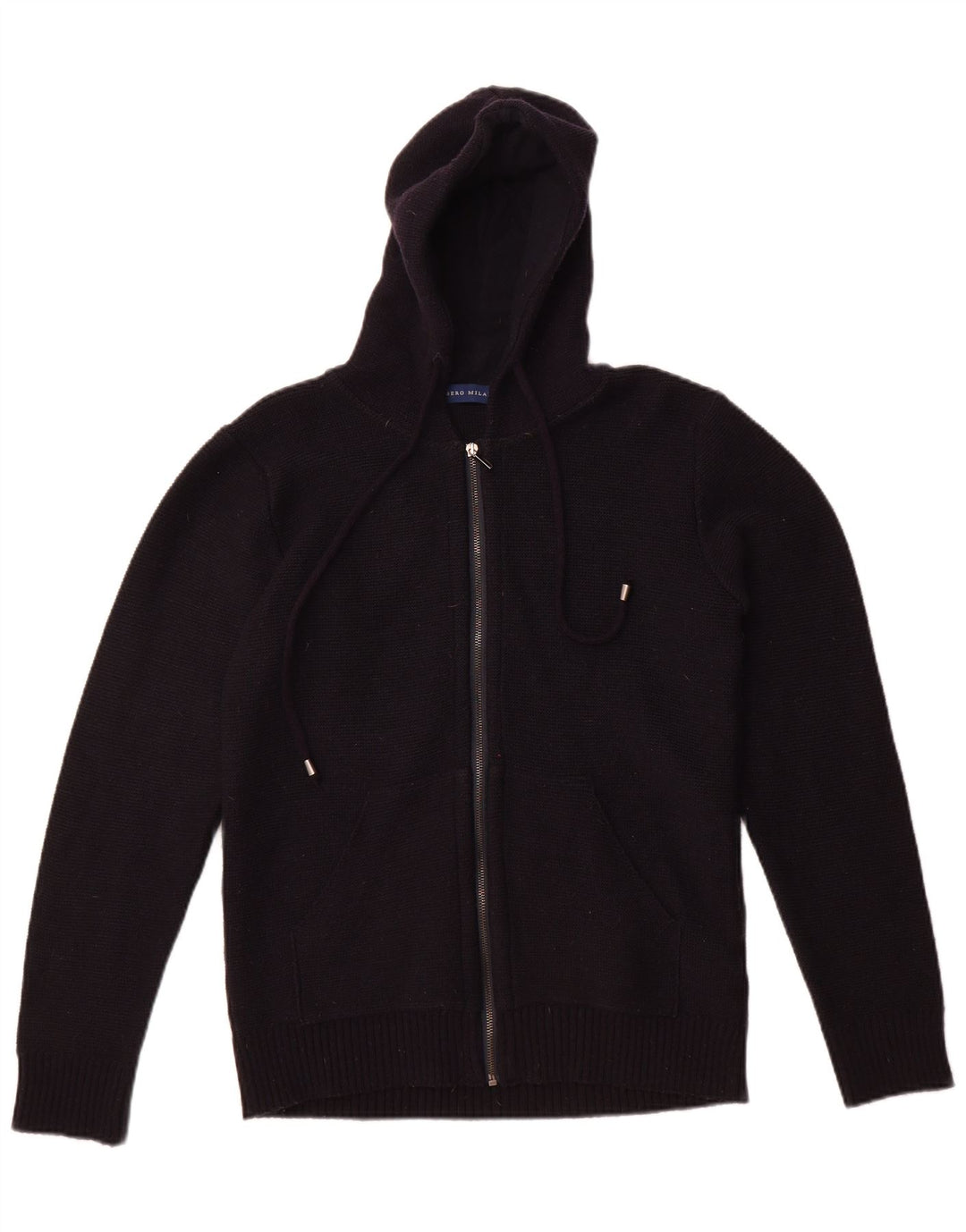 Libero Milano Suéter tipo cárdigan con capucha para mujer Reino Unido 14 Lana negra mediana