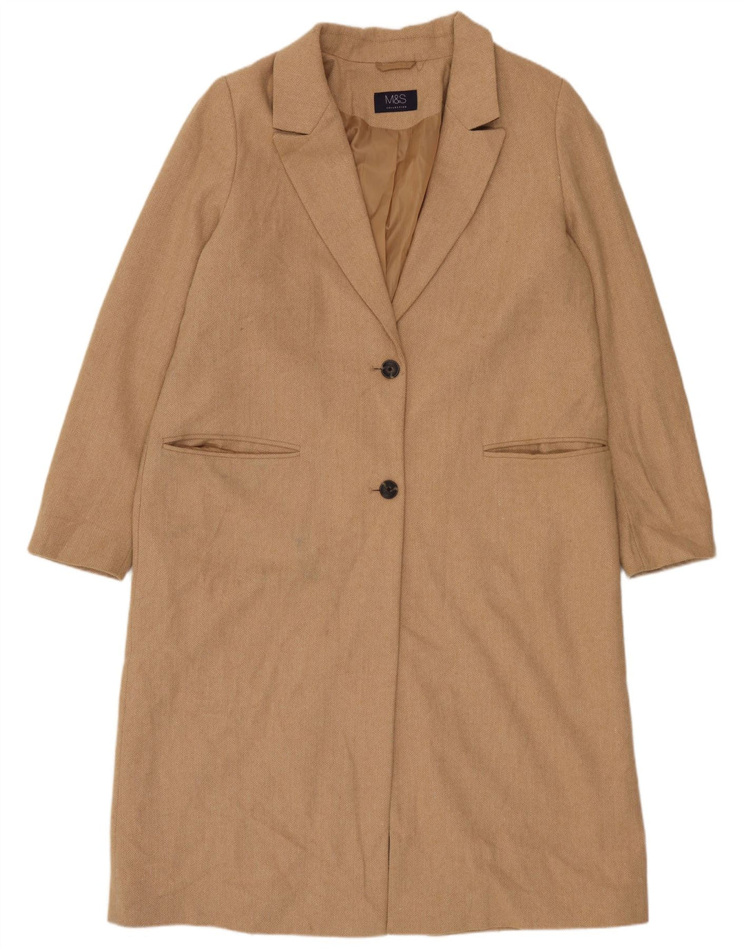 Marks & Spencer Abrigo para mujer UK 46 Lana en espiga beige grande