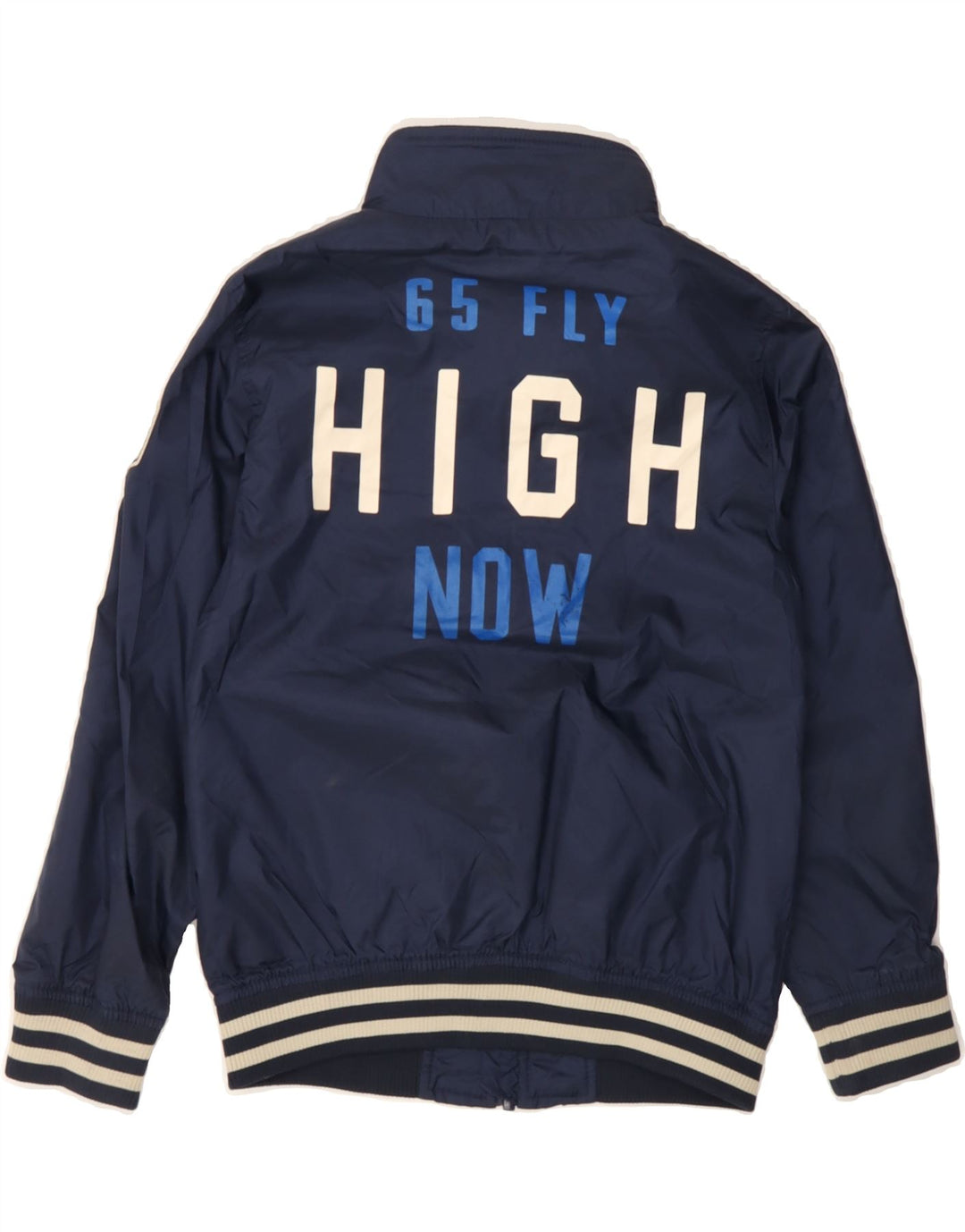 BENETTON Boys Graphic Bomber Jacket 7-8 Years Navy Blue Polyamide Vintage Benetton and Second-Hand Benetton from Messina Hembry 
