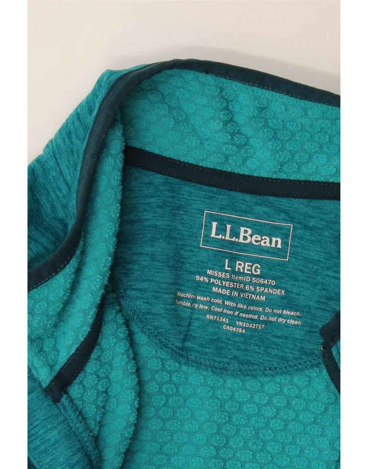 L.L.Bean Top de chándal con cuello y cremallera para mujer UK 46 Poliéster verde grande