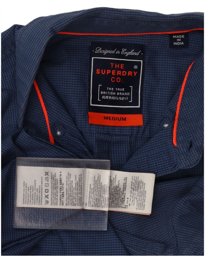 Camisa SUPERDRY Hombre Algodón Pata De Gallo Azul Medio