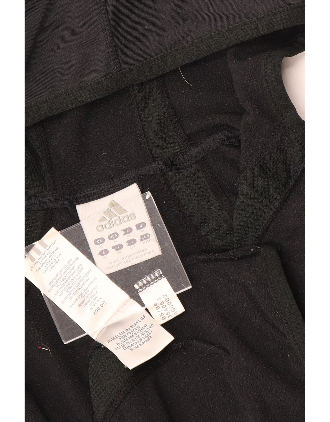 Adidas Sudadera con capucha y cremallera para mujer UK 12 Mediano Negro Poliéster