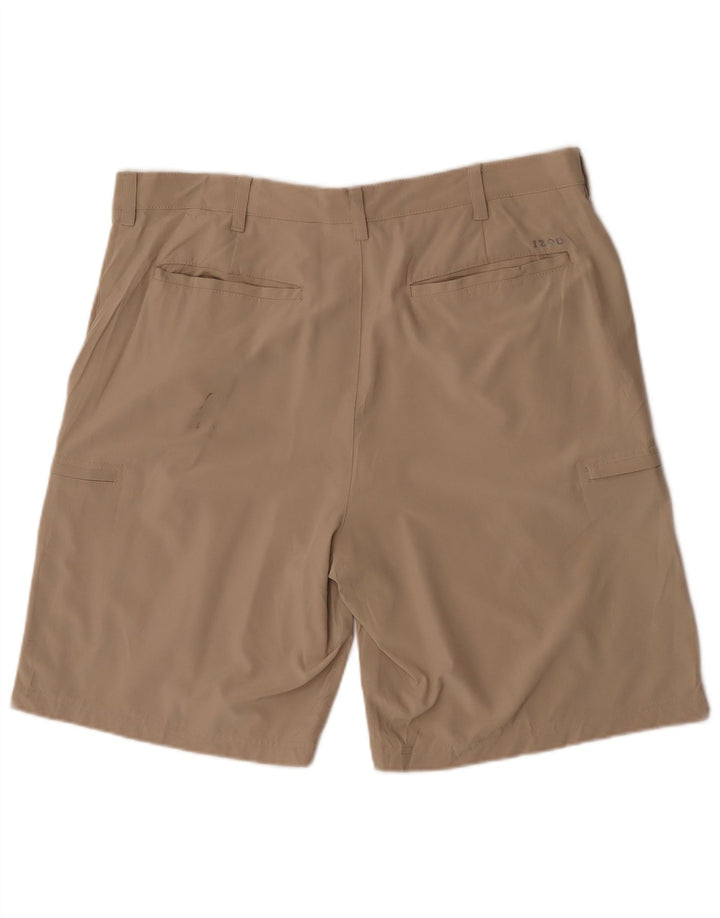 Izod Pantalones cortos de golf para hombre W38 XL Beige Poliéster Deportes
