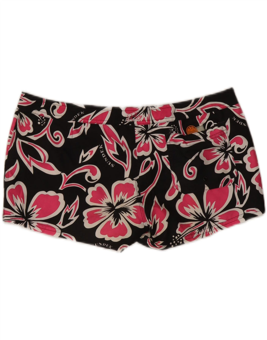 SUNDEK Pantalones cortos de natación para mujer US 6 mediano negro floral poliéster