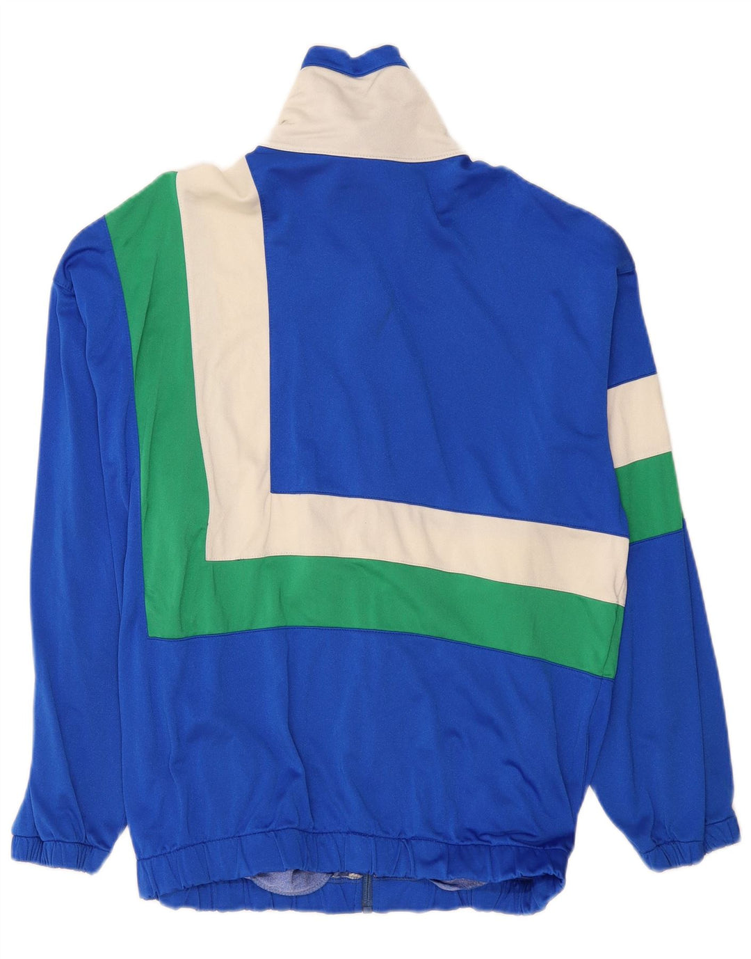 Vintage hombres chándal top chaqueta pequeña azul colorblock