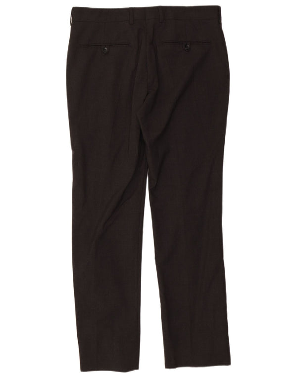 Zara Pantalón de traje recto para hombre EU 40 Medium W31 L30 Poliéster gris