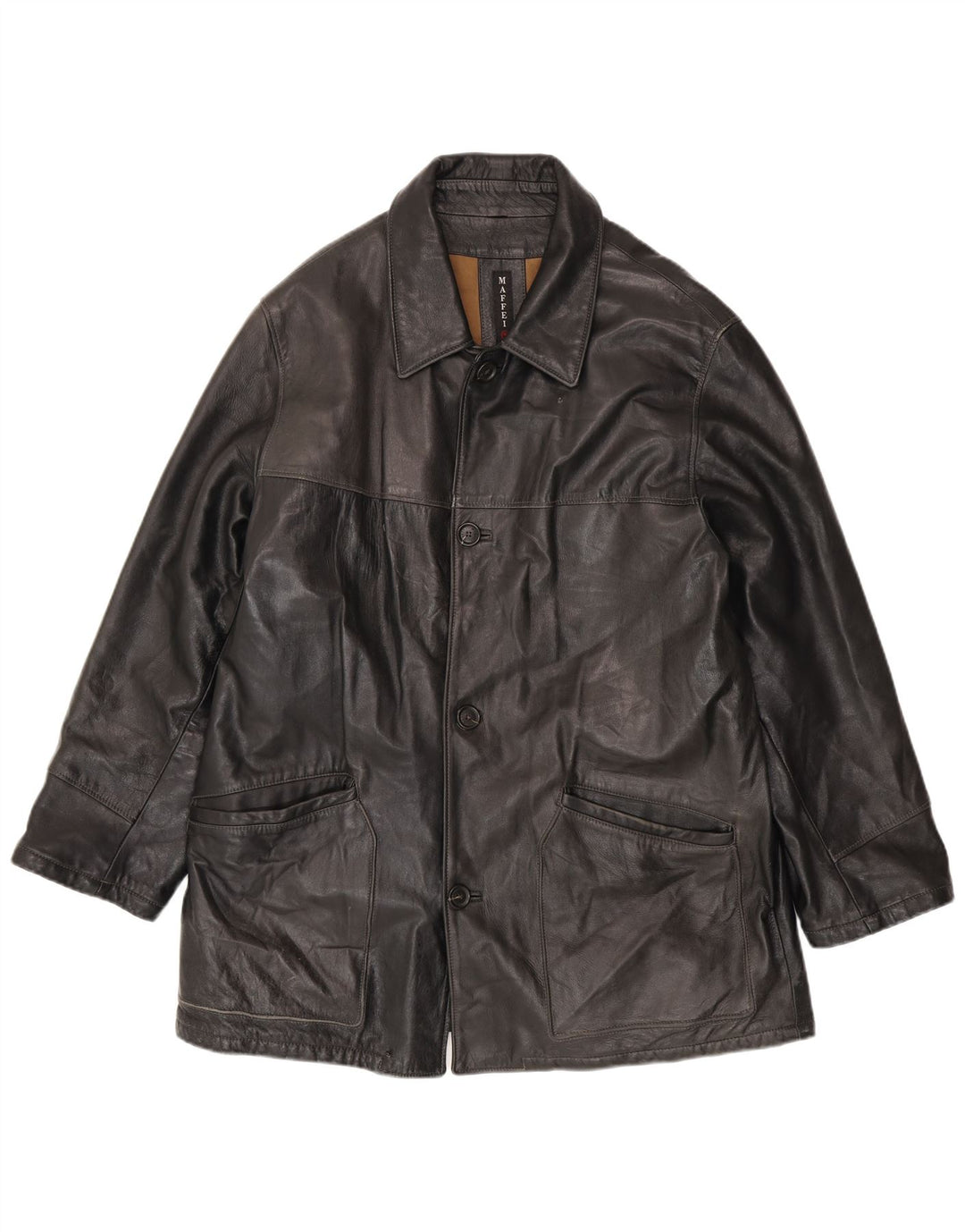 Maffei Chaqueta de cuero para hombre IT 54 2XL Negro