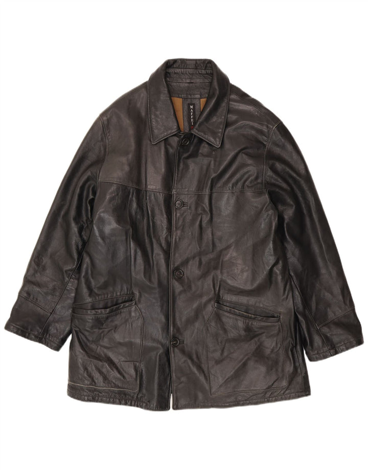 Maffei Chaqueta de cuero para hombre IT 54 2XL Negro