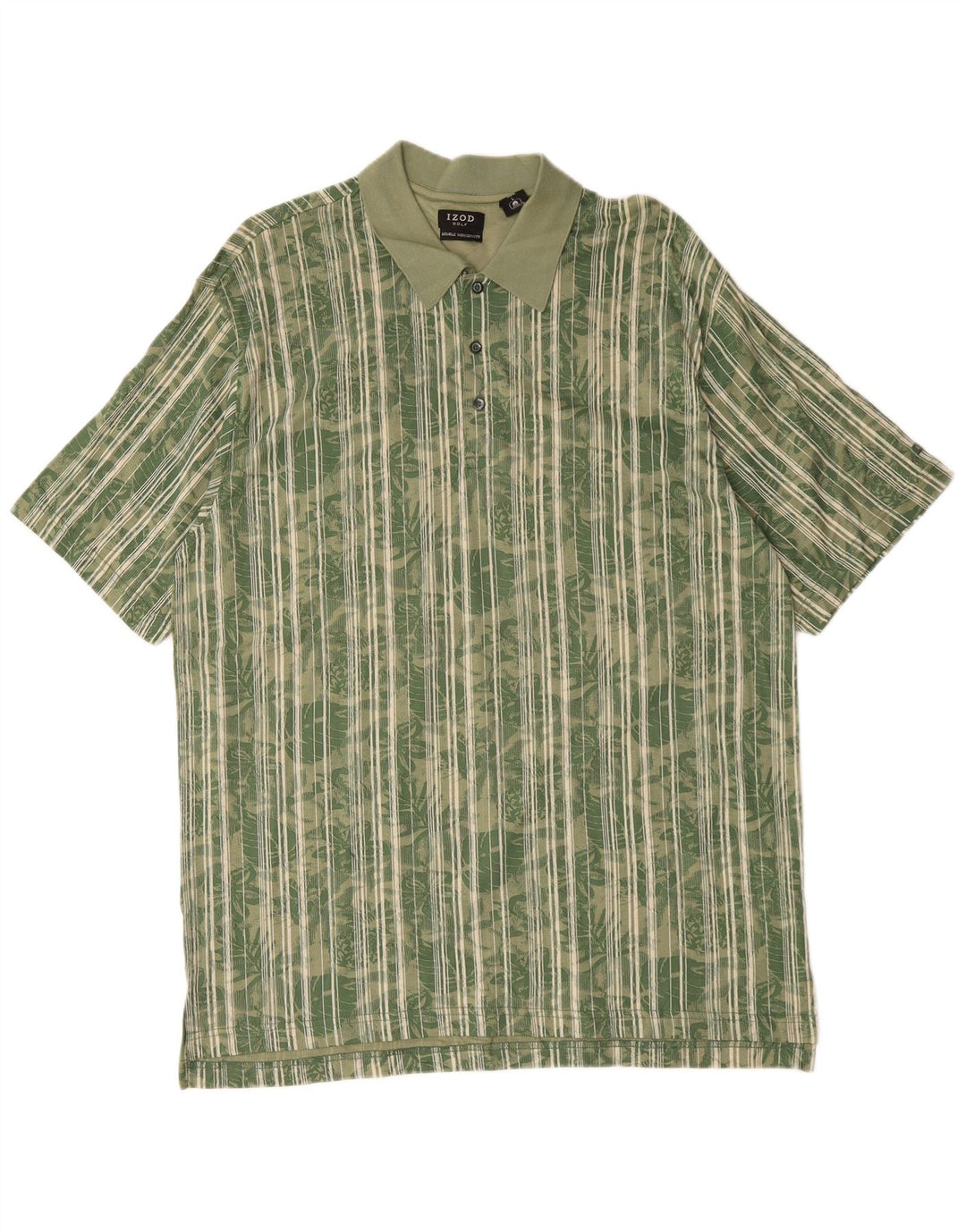 IZOD Polo para hombre de algodón floral verde grande