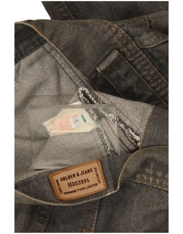 Vintage hombres chaqueta de mezclilla Reino Unido 40 algodón gris grande