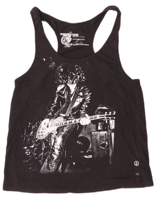 Volcom Top sin mangas gráfico para mujer UK 40 Medium Black Rock