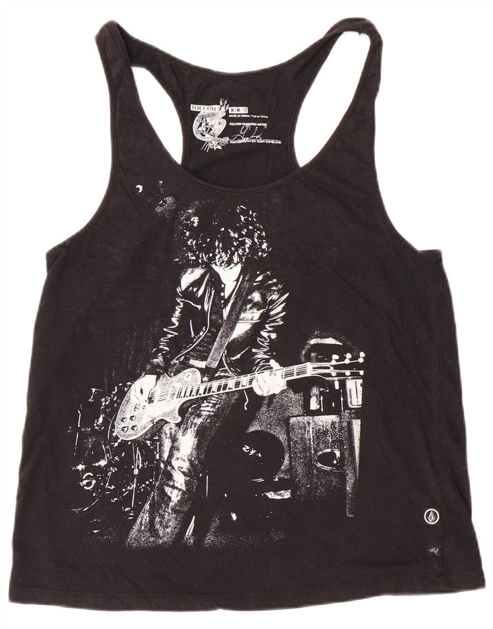 Volcom Top sin mangas gráfico para mujer UK 40 Medium Black Rock