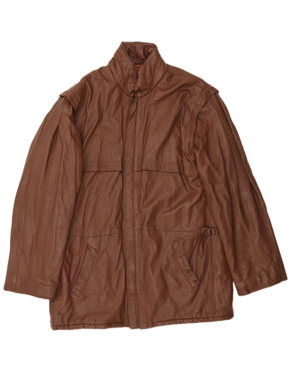 Chaqueta de cuero vintage para hombre IT 54 2XL cuero marrón
