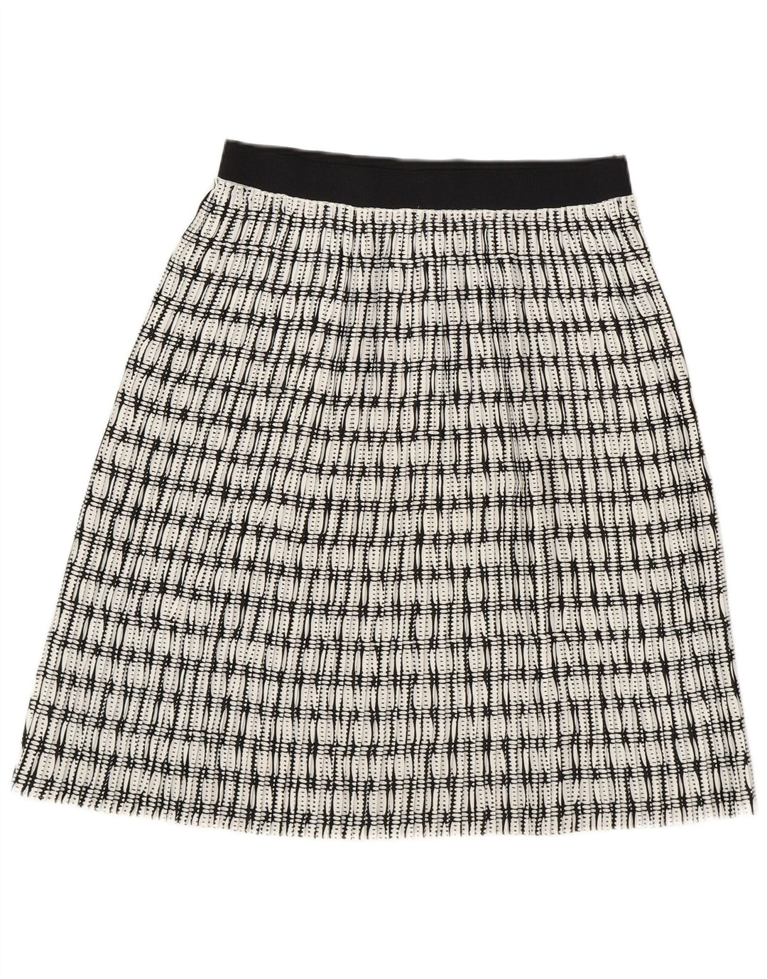 Benetton Falda Acampanada para Mujer ES 40 Pequeña W28 Poliéster Geométrico Blanco