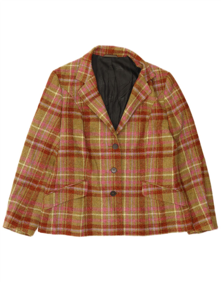 Vintage mujer 3 botones Blazer chaqueta IT 50 XL cheque multicolor