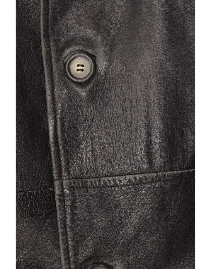 Chaqueta de cuero vintage para hombre IT 54 2XL cuero negro
