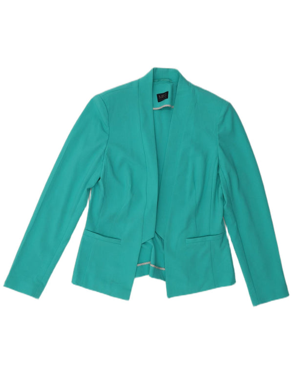 Marks & Spencer Chaqueta tipo blazer abierta para mujer UK 10 Small Turquesa Poliéster