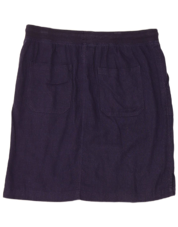 Marks & Spencer Falda recta para mujer UK 14 Large W34 Lino azul marino