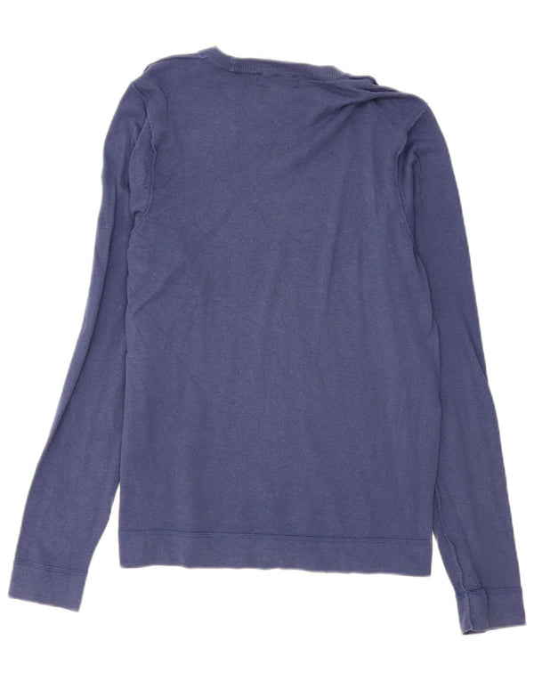 Zara Hombre Top Estampado Manga Larga Algodón Geométrico Azul Marino Medio