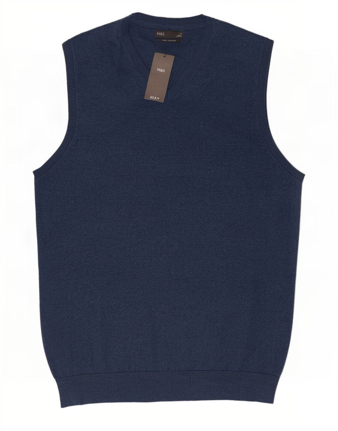 Marks & Spencer - Camiseta sin mangas para hombre, talla grande, algodón azul marino
