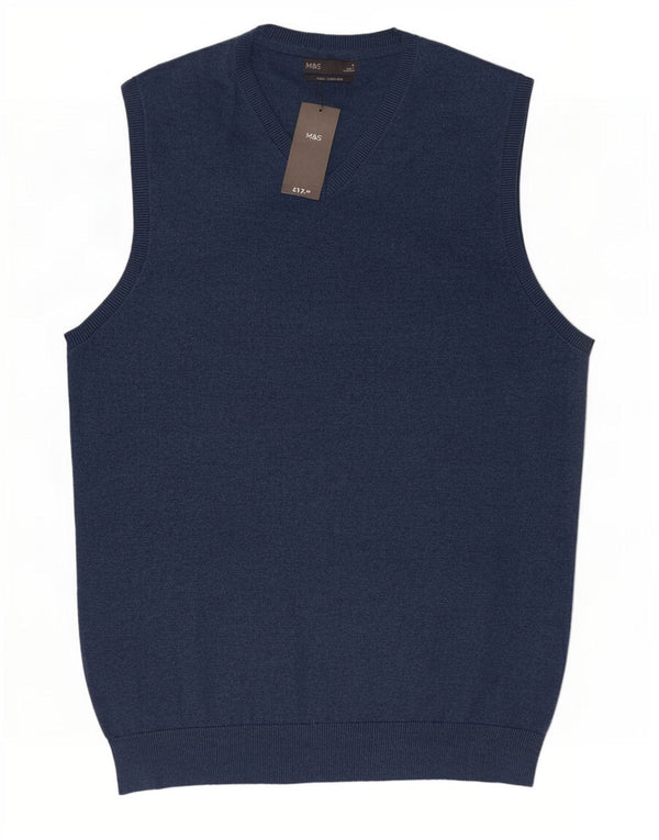 Marks & Spencer - Camiseta sin mangas para hombre, talla grande, algodón azul marino