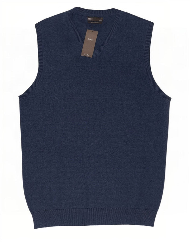 Marks & Spencer - Camiseta sin mangas para hombre, talla grande, algodón azul marino