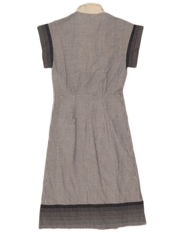 Vintage mujer A-Line vestido Reino Unido 8 pequeño gris Pinstripe