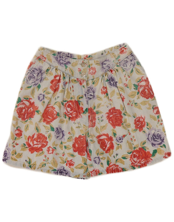 Vintage mujeres pegadas pantalones cortos de mezclilla IT 40 Pequeño W25 Multicolor Floral