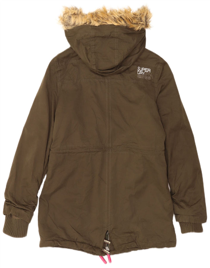 Superdry Parka con capucha The Windparka para mujer, talla 44, color caqui mediano