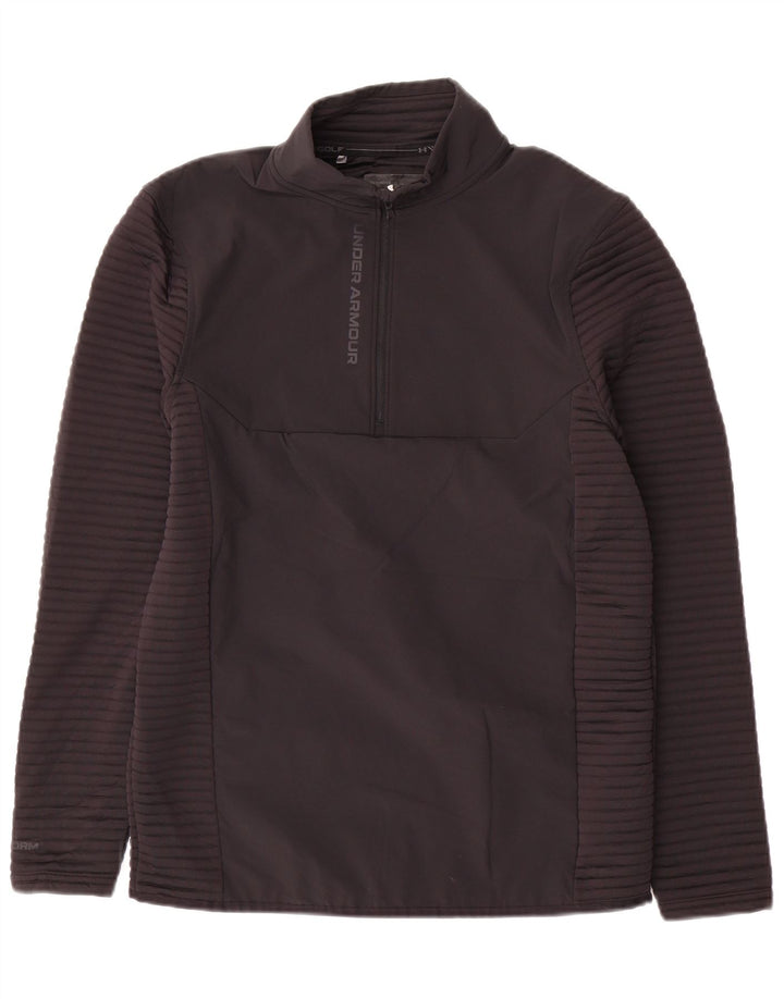 Under Armour Hombre Zip Neck Jersey Chándal Top Pequeño Poliéster Negro