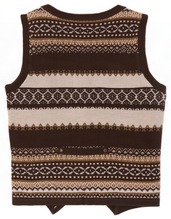 Tamaris Chaleco de punto para mujer UK 46 Large Marrón Fair Isle Poliacrílico