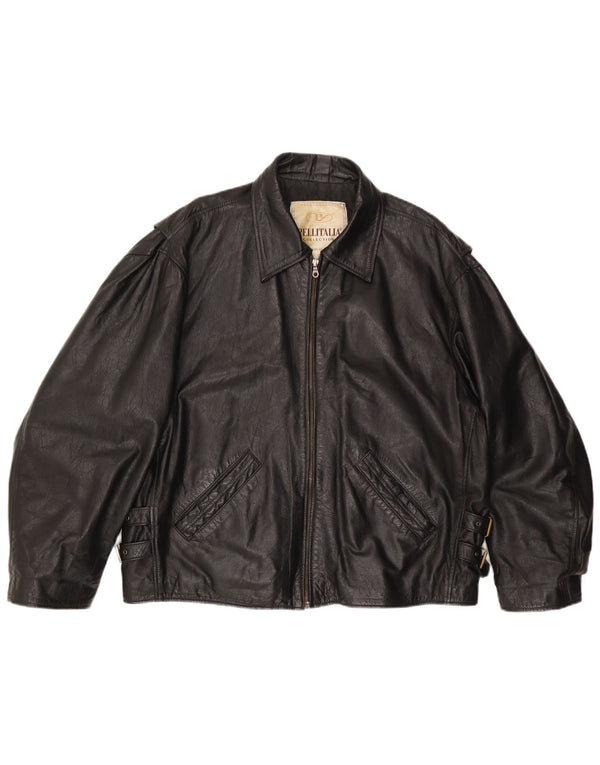 PELLITALIA Chaqueta de cuero para hombre ES 44 2XL Negro