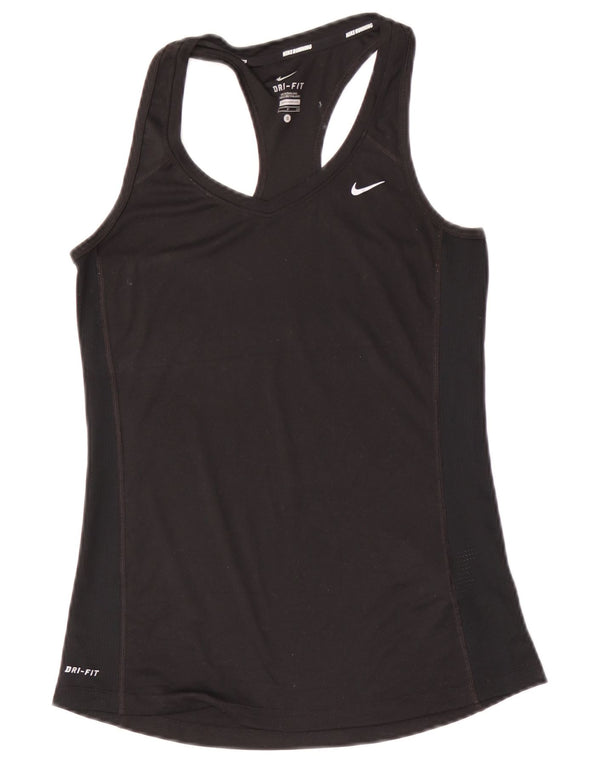 Nike Mujer Dri Fit Chaleco Top UK 8 Pequeño Poliéster Negro